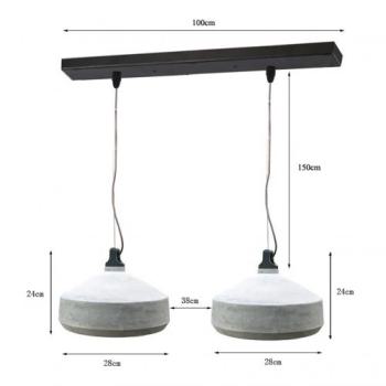  Suspension Bton 2 abat-jours 