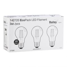  EcoPack 3 x FIL A60 E27 6W 827 