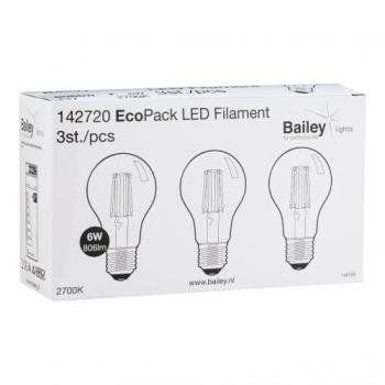  EcoPack 3 x FIL A60 E27 6W 827 