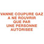  Etiquette "vanne coupure gaz"o 