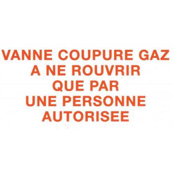  Etiquette "vanne coupure gaz"o 