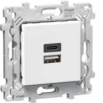  Chargeur Dble USB 3A type A+C 