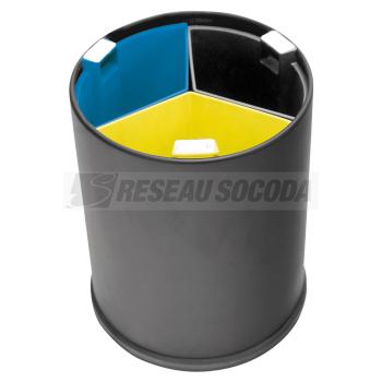  CORBEILLE noire 13L 3 bacs col 