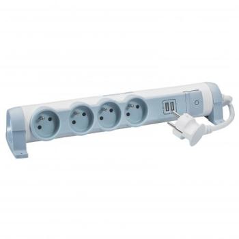  BP 4X2P+T 1,5M 2USB BLC GRIS 