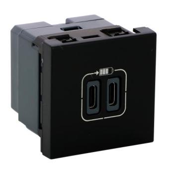  CHARG 2M 2USB C+C 3A NOIR MAT 