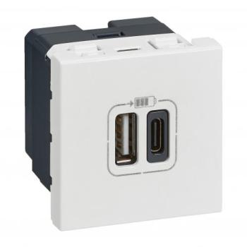  2 USB AC 3A 2MOD COMPO BLANC 