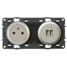  2P+T ET PRISE DOUBLE USB TIT 