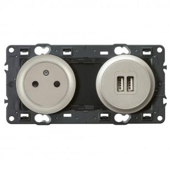  2P+T ET PRISE DOUBLE USB TIT 