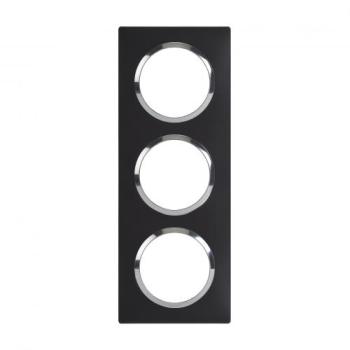  PLAQUE 3P NOIR VELOURS CHROME 