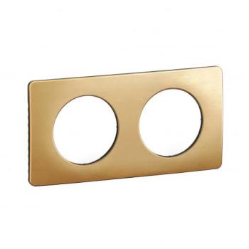  PLAQUE 2 POSTES LAITON SATINE 