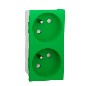  Prise 2x 2P+T FR 45� rap Vert 