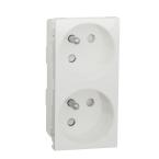  Prise 2x 2P+T FR 45 rap Blanc 