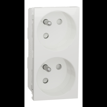  Prise 2x 2P+T FR 45� rap Blanc 