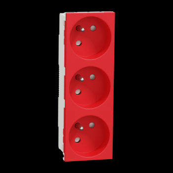  Prise triple 2P+T FR 45� Rouge 