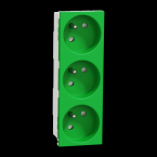  Prise triple 2P+T FR 45� Vert 