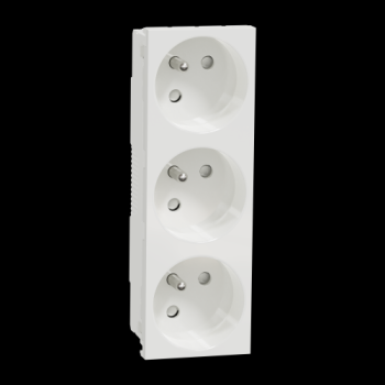  Prise triple 2P+T FR 45� Blanc 