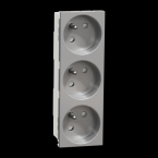  Prise triple 2P+T FR 45� Alu 