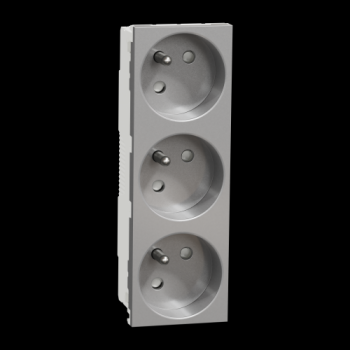  Prise triple 2P+T FR 45� Alu 