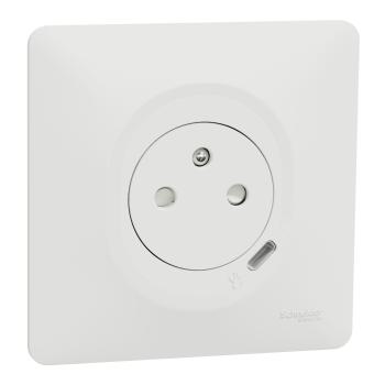  Combi 2P+T affl + USB-C Blanc 